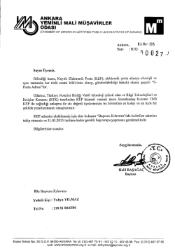 Kayıtlı Elektronik Posta (KEP) Başvurusu hk