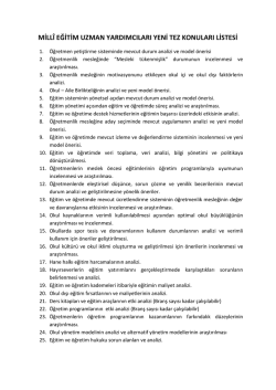 mill&icirc; eğitim uzman yardımcıları yeni tez konuları listesi