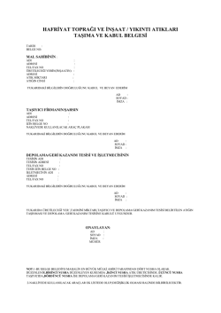 Hafriyat Toprağı Kabul Belgesi