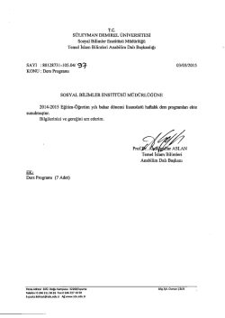 2014-2015 Eğitim Öğretim Yılı Bahar Yarıyılı Temel İslam Bilimleri