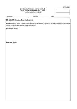 3. Hafta Laboratuvar &Ouml;n &Ccedil;alışma Dok&uuml;manı