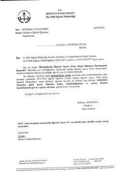 Okulların Eğitim &Ouml;ğretime Kapatılması 06.03.2015 08:39