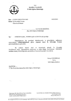 T.C. MANİSA VALİLİĞİ I`ı Miııi Eğitim M&uuml;d&uuml;rl&uuml;ğ&uuml;