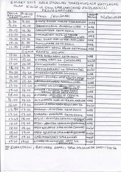 HALKOYUNLARI YARIŞMASI PROVA SAATLERİ