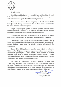 il milli eğitim m&uuml;d&uuml;r&uuml;m&uuml;z&uuml;n 2015 yılı ygs mesajı 04.03.2015 13:18