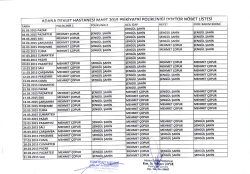 Psikiyatri Polikliniği 2015 Mart Ayı Doktor N&ouml;bet Listesi