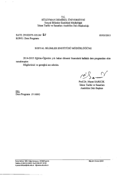 2014-2015 Eğitim &Ouml;ğretim Yılı Bahar Yarıyılı İslam Tarihi ve
