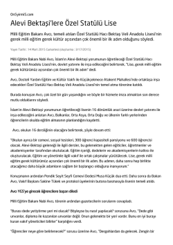 Alevi Bektaşi`lere &Ouml;zel Stat&uuml;l&uuml; Lise