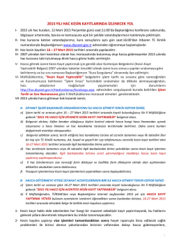 2015 Yılı Hac Kayıtlarında İzlenecek Yol - Hac ve Umre