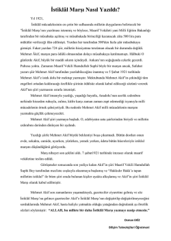 İstikl&acirc;l Marşı Nasıl Yazıldı?