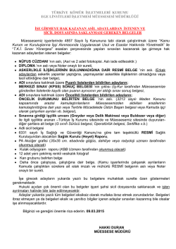 Kazananlardan İstenen Belgeler