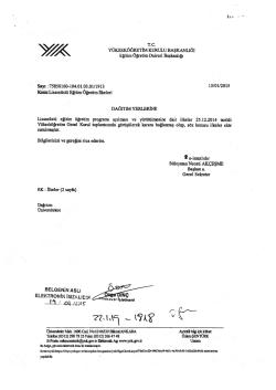 25.12.2014 tarihinde Y&uuml;ksek&ouml;ğretim Genel Kurul toplantısında