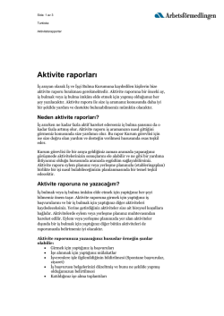 Aktivite raporları - Arbetsf&ouml;rmedlingen