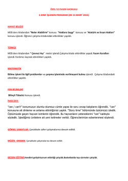 İşlenen Dersler - 52 Evler İlkokulu