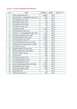 150.03.01 - İLA&Ccedil;LAR vE FARMAKoLoJİK &uuml;R&Uuml;NLER