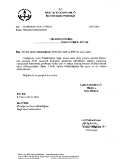 İl&ccedil;e Milli Eğitim M&uuml;d&uuml;rl&uuml;ğ&uuml; Yazısı
