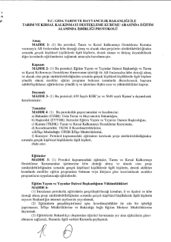 T.C. GIDA TARIM VE HAYVANCILIK BAKANLIĞI ILE TARIM va