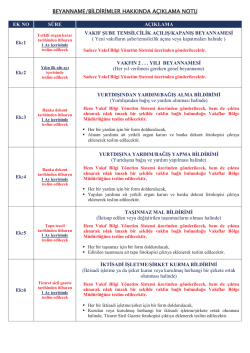 beyanname/bildirimler hakkında a&ccedil;ıklama notu