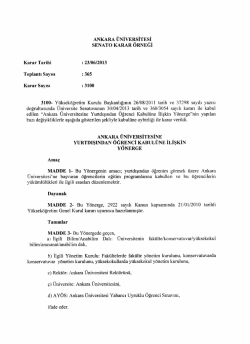 Yurtdışından &Ouml;ğrenci Kabul&uuml;ne İlişkin Y&ouml;nerge