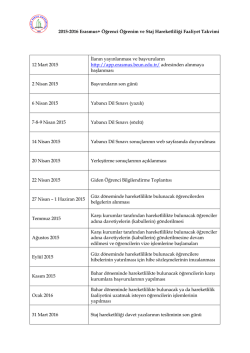2015-2016 Erasmus+ &Ouml;ğrenci &Ouml;ğrenim ve Staj Hareketliliği Faaliyet