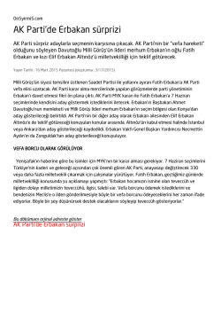 AK Parti`de Erbakan sürprizi