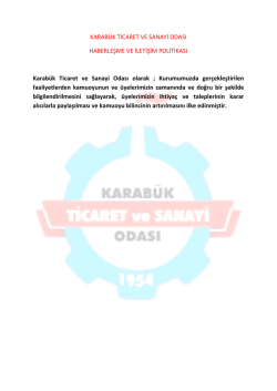 KARABÜK TİCARET VE SANAYİ ODASI HABERLEŞME VE