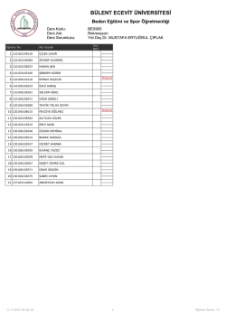 Şube 1 - Bülent Ecevit Üniversitesi Beden Eğitimi ve Spor Yüksek