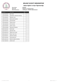 Şube 4 - B&uuml;lent Ecevit &Uuml;niversitesi Beden Eğitimi ve Spor Y&uuml;ksek