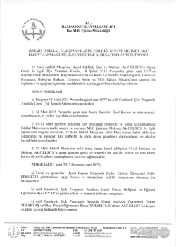 12 Mart İstiklal Marşımızın Kabulu Toren Programı 09.03.2015 13:57