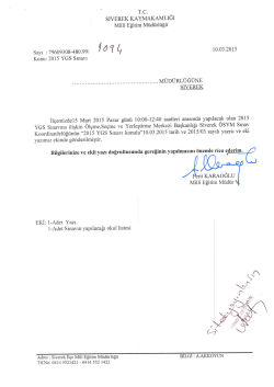 T.C. sİvEREK KAYMAKAMLIĞI Miııi Eğitim M&uuml;d&uuml;rl&uuml;ğ&uuml; sayı