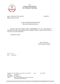 İlçe MEM Yazısı - Diyarbakır İl Milli Eğitim Müdürlüğü