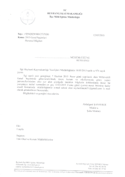 2015 Genel Se&ccedil;imleri Personel Bilgileri