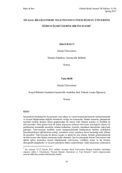 Ş&uuml;kr&uuml; BALCI & Tuba BOR Siyasal Bilgilenmede Televizyonun &Ouml;nem