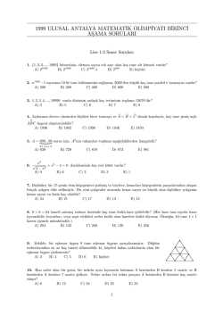 1999 ULUSAL ANTALYA MATEMATbIK OLbIMPbIYATI BbIRbINCbI