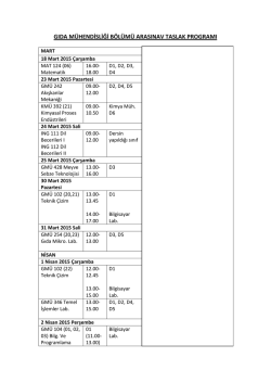 gıda m&uuml;hendisliği b&ouml;l&uuml;m&uuml; arasınav taslak programı