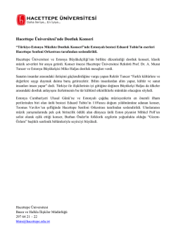 Hacettepe &Uuml;niversitesi`nde Dostluk Konseri