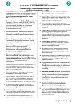 &Ouml;ğretim Elemanlarının &Ouml;ğretmenlik Uygulaması Dersinde G&ouml;z