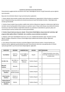 FAK&Uuml;LTESİ B&Ouml;L&Uuml;M&Uuml; ANABİLİM DALI UNVANI ADETİ A&Ccedil;IKLAMA