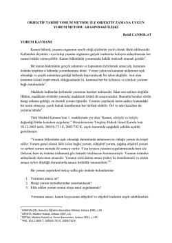 OBJEKTİF TARİHİ YORUM METODU İLE OBJEKTİF ZAMANA