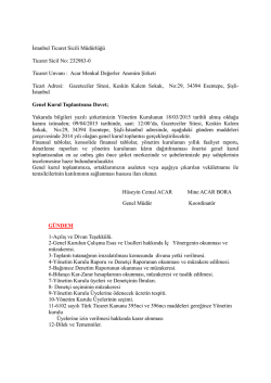 ACAR MENKUL DEĞERLER A.Ş. 09.04.2015 Tarihli 2014 Faaliyet