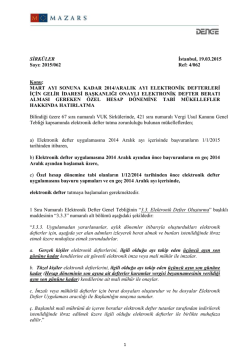 Mart Ayı Sonuna Kadar 2014/Aralık Ayı Elektronik