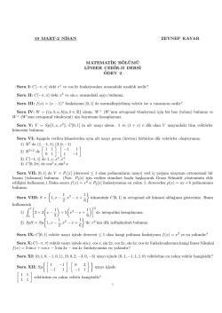 Fen Fakültesi Matematik Bölümü Lineer Cebir