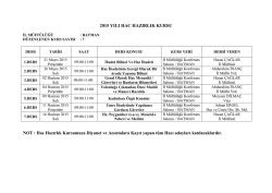 2015 YILI HAC EĞİTİM KURSLARI PROGRAMI