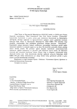 M&uuml;d&uuml;rl&uuml;ğ&uuml;m&uuml;z&uuml;n konu ile ilgili 17/03/2015 tarih ve 2943227 sayılı