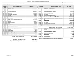 B&uuml;t&ccedil;e Uygulama Sonu&ccedil;ları Tablosu