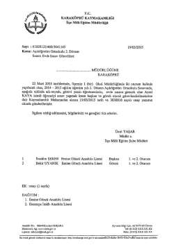 İlgili Okul M&uuml;d&uuml;rl&uuml;klerine-A&ccedil;ık&ouml;ğretim Ortaokulu 2. D&ouml;nem Sınavı