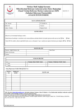 (SSP) Analiz İstem Formu - Mikrobiyoloji Referans Laboratuvarları
