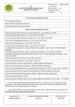 İ&Uuml; İ&Ccedil; DENETİM BİRİM BAŞKANLIĞI DOK&Uuml;MAN LİSTESİ Dok&uuml;man