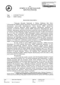 81494288/774.01.02 Konu : KBRN Tatbikatı BAKANLIK M