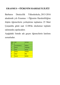 Erasmus &Ouml;ğrenim Hareketliliği Yerleştirme Toplantısı Duyurusu